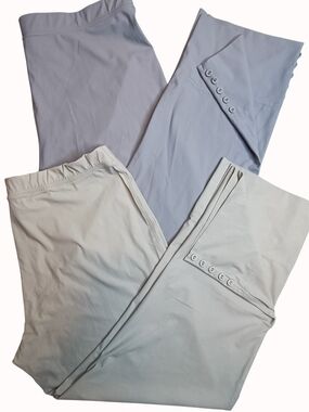 BUNDLE OF 2: IC by Connie K Pull-On Crop Capri Pants Oyster And Light Grey XL